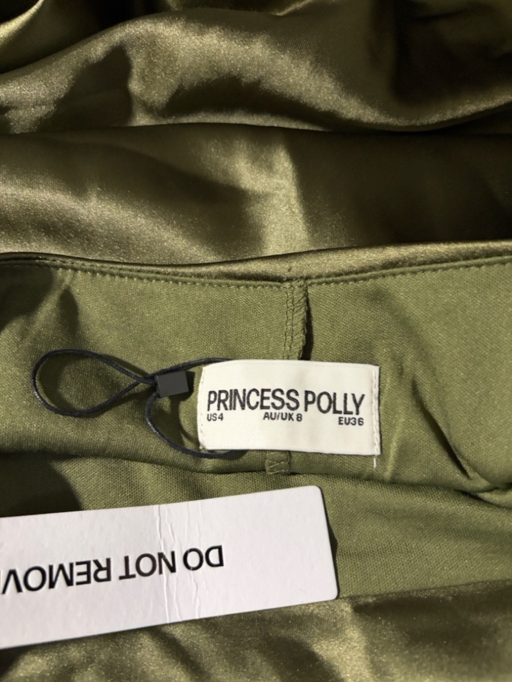 Princess Polly Iridescent Plunge Maxi Dress Olive Green. - Picture 10 of 12